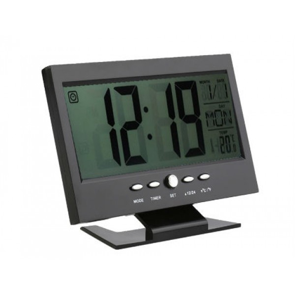 Alkış Sensörlü LED Dijital Masa Saati Alarm ve Termometre Özellikli