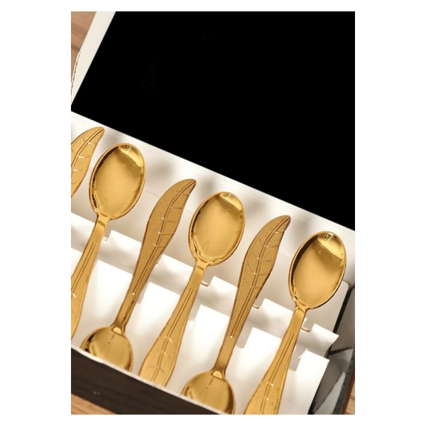 Çay Kaşığı - Yaprak Model Gold Renk