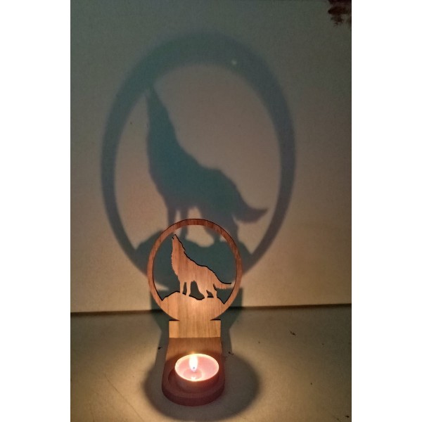 Uluyan Kurt Kahverengi Ahşap Mdf Kesim Gölge Mumluk Projeksiyon Biblo – Mum Hediyeli Uluk24