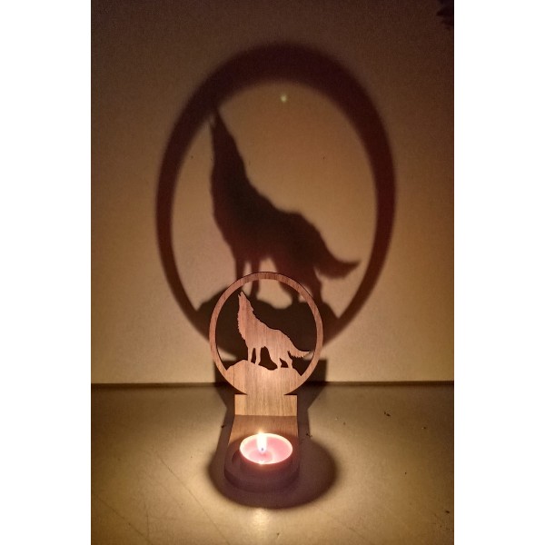 Uluyan Kurt Kahverengi Ahşap Mdf Kesim Gölge Mumluk Projeksiyon Biblo – Mum Hediyeli Uluk24