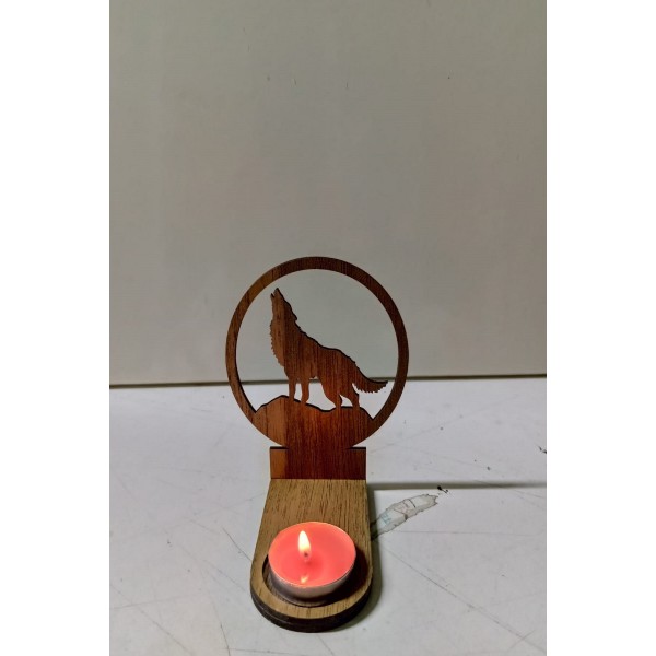 Uluyan Kurt Kahverengi Ahşap Mdf Kesim Gölge Mumluk Projeksiyon Biblo – Mum Hediyeli Uluk24